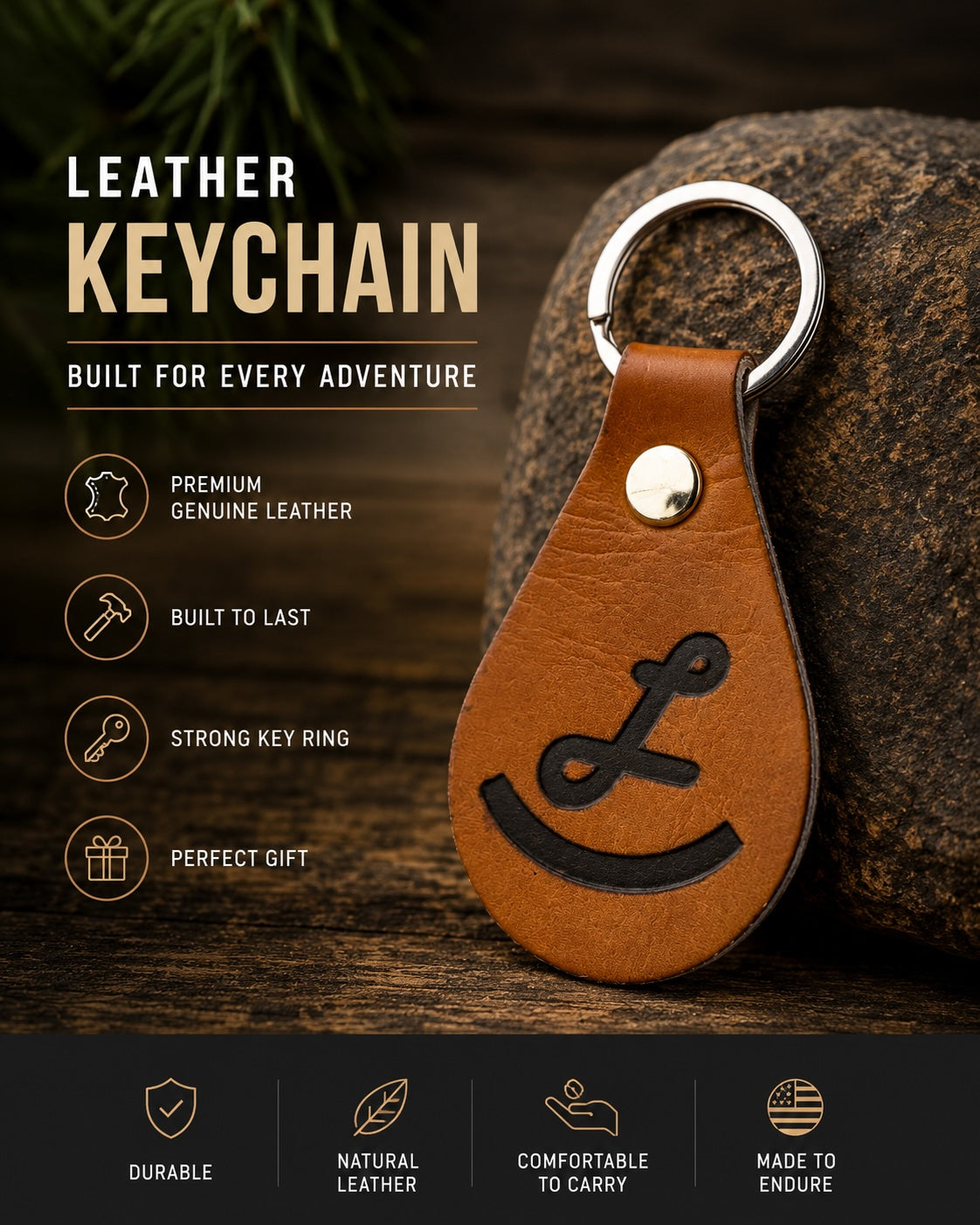 RL Leather Keychain